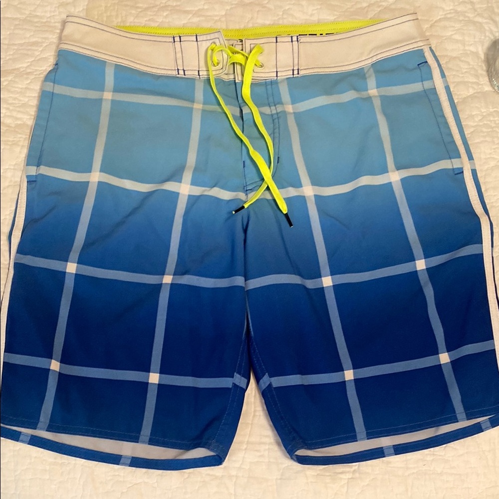 American Eagle Outfitters Blue Board Shorts‎ Gradient Plaid